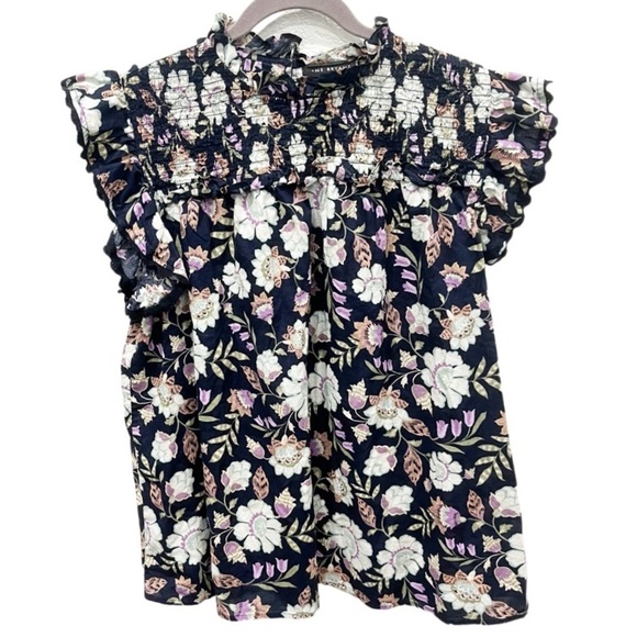 Lane Bryant Tops - Lane Bryant Top Women's 18 Navy Blue Cap Sleeve Smocked Popover Tank Ruffle